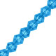 Faceted glass bicone beads 6mm Tranparent cyan blue
